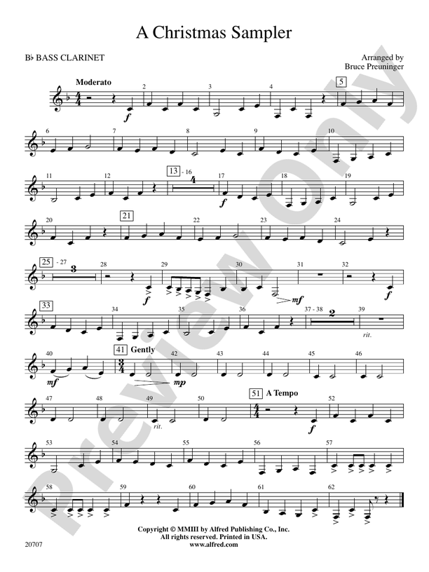 A Christmas Sampler Bflat Bass Bflat Bass Part