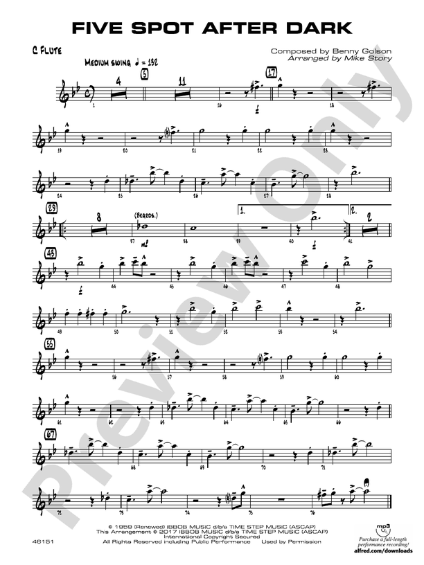 Five Spot After Dark Flute Flute Part Digital Sheet Music Download