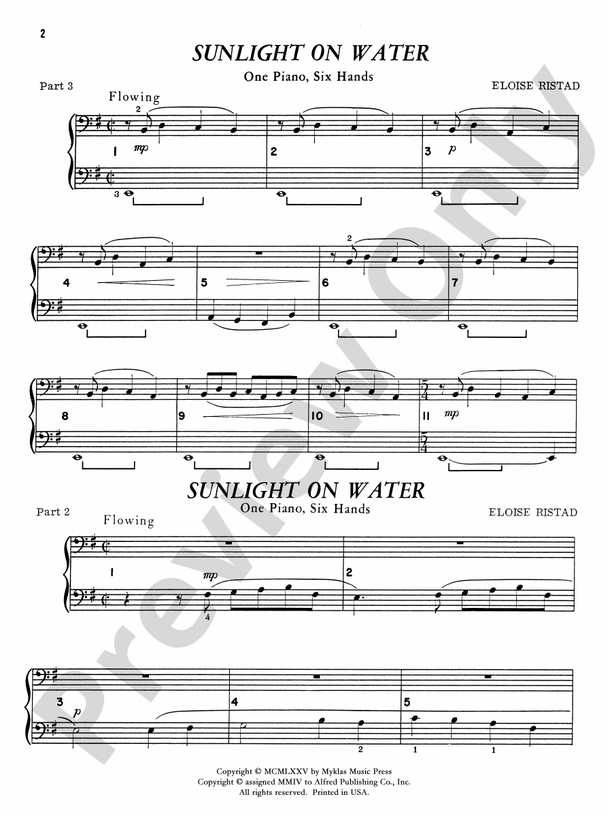 Sunlight on Water - Piano Trio (1 Piano, 6 Hands)