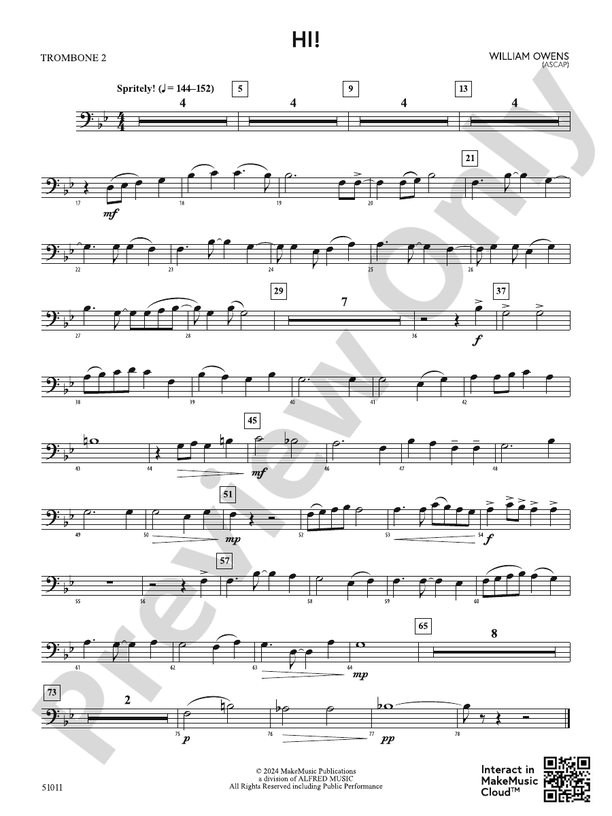 Hi!: 2nd Trombone: 2nd Trombone Part - Digital Sheet Music Download