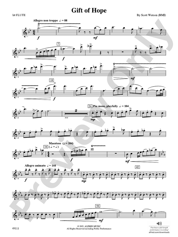 Gift of Hope: Flute: Flute Part - Digital Sheet Music Download