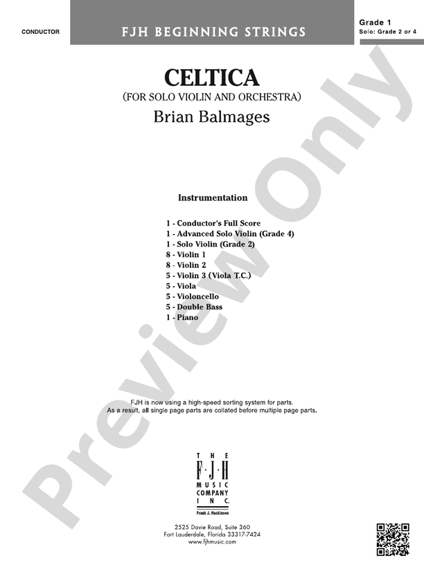 Celtica (for Solo Violin and String Orchestra): Score: String Orchestra ...