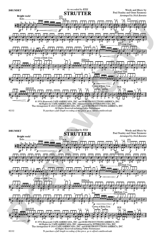 Strutter Drums Drums Part Digital Sheet Music Download