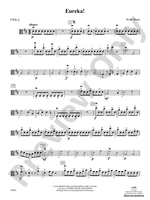 Eureka!: Viola: Viola Part - Digital Sheet Music Download