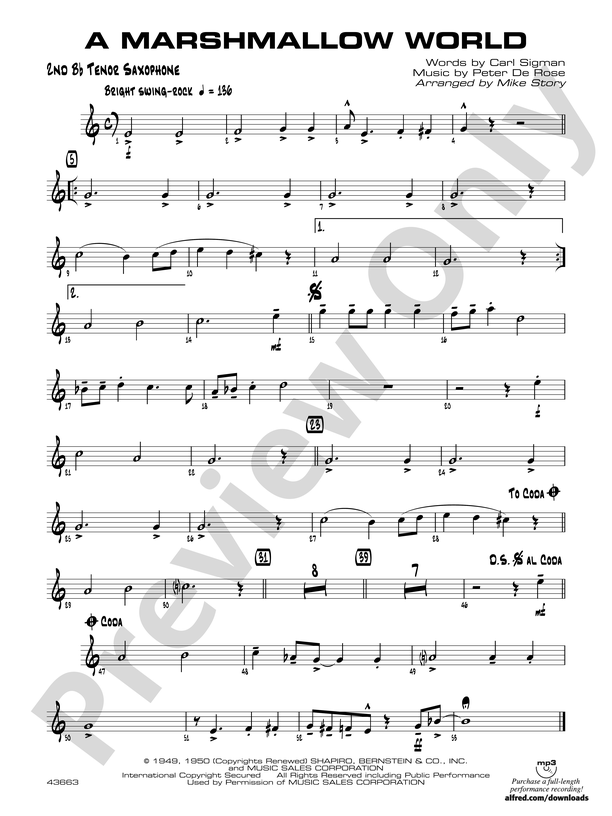 A Marshmallow World: 2nd B-flat Tenor Saxophone