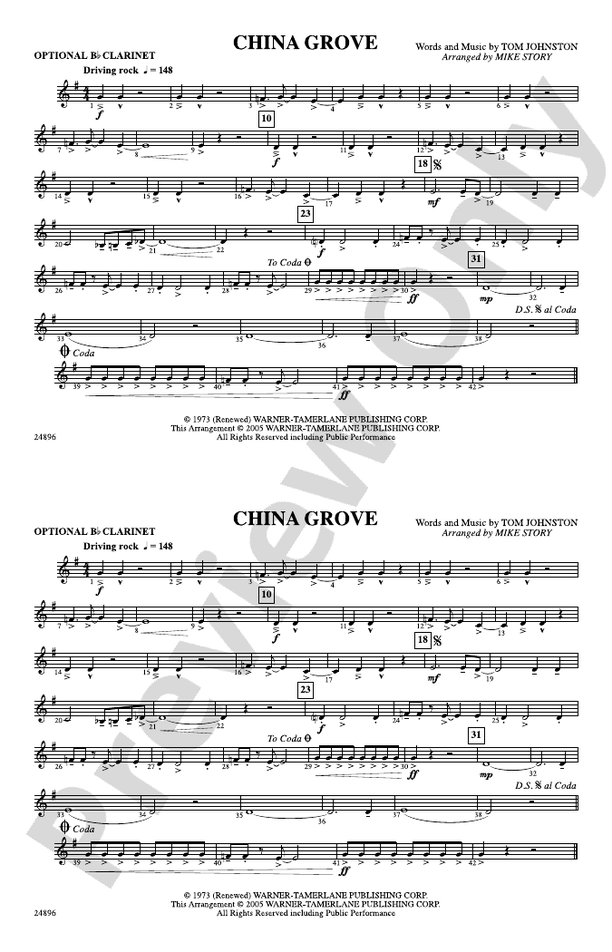 China Grove: Optional Bb Clarinet