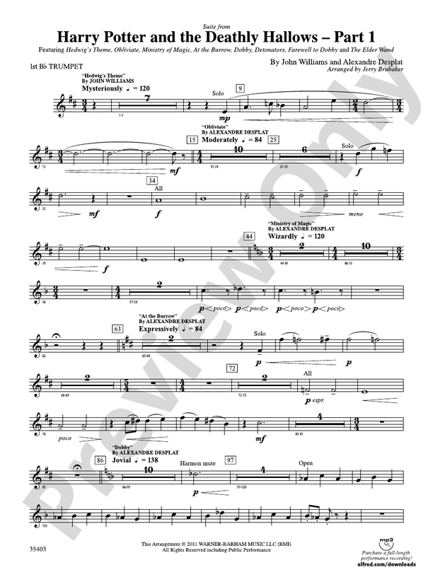 Harry Potter and the Deathly Hallows, Part 1, Suite from 1st Bflat