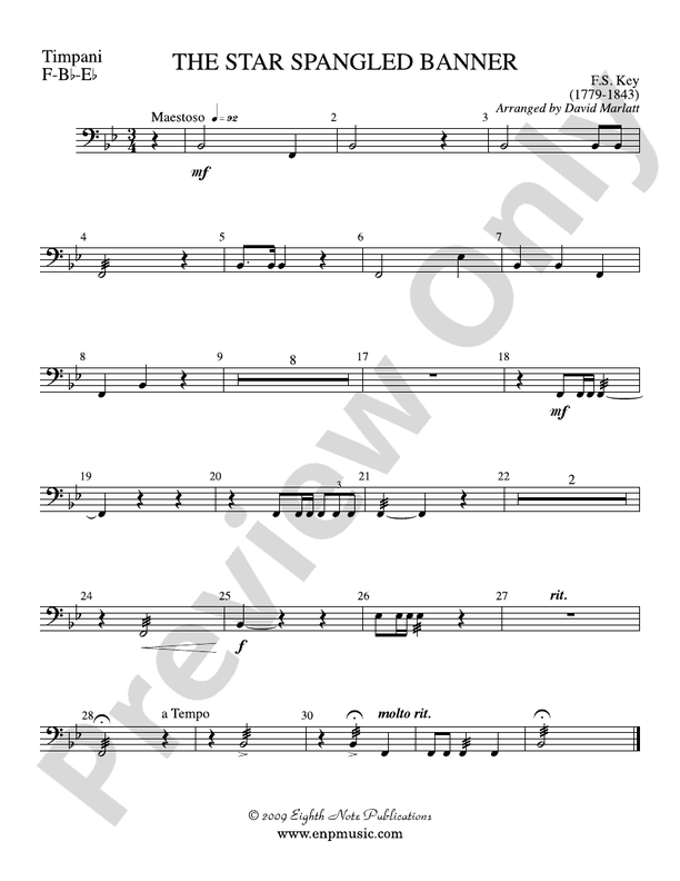 The Star Spangled Banner: Timpani: Timpani Part - Digital Sheet Music ...