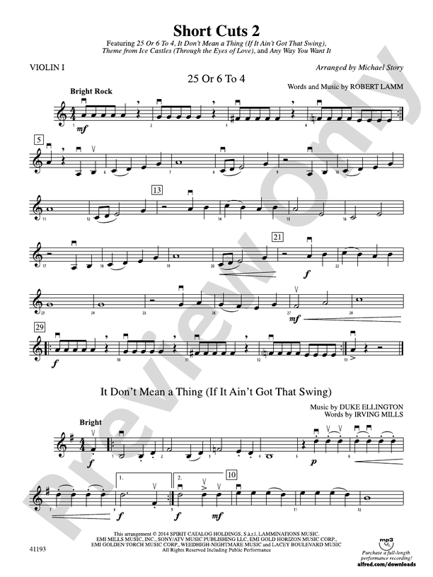 Short Cuts 2 1st Violin 1st Violin Part Digital Sheet Music Download 7957