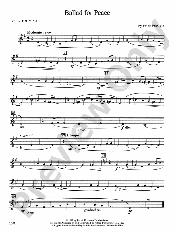 Ballad For Peace: 3rd B-flat Trumpet: 3rd B-flat Trumpet Part - Digital ...