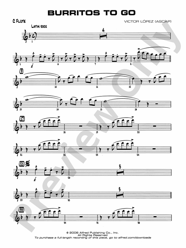 Burritos to Go Flute Flute Part Digital Sheet Music Download