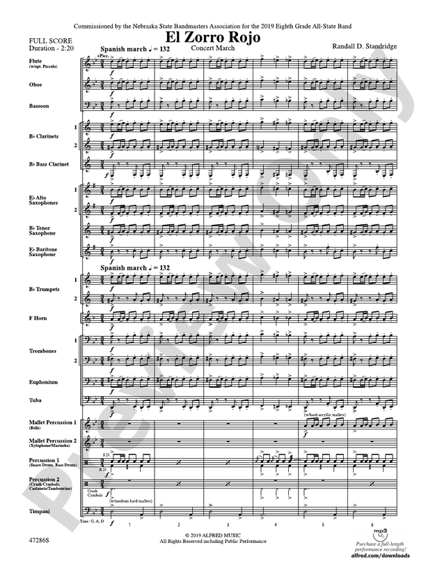 El Zorro Rojo: Score: Concert Band Score - Digital Sheet