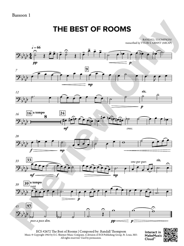 The Best of Rooms Bassoon Bassoon Part Digital Sheet Music Download
