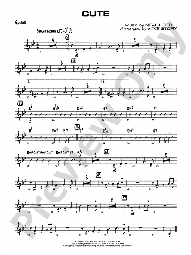 Cute Guitar Guitar Part Digital Sheet Music Download