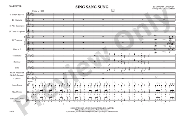 Sing Sang Sung: Marching Band Conductor Score & Parts: Gordon