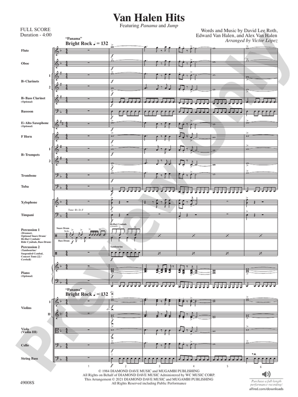 Van Halen Hits: Full Orchestra Conductor Score & Parts: David Lee Roth ...