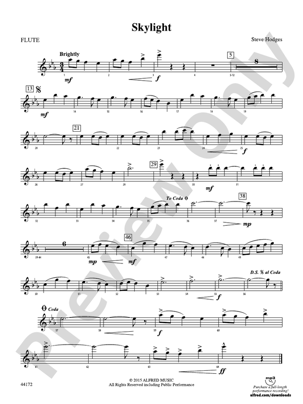 Skylight Flute Flute Part Digital Sheet Music Download