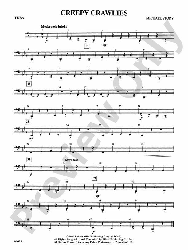 Creepy Crawlies: Tuba: Tuba Part - Digital Sheet Music Download