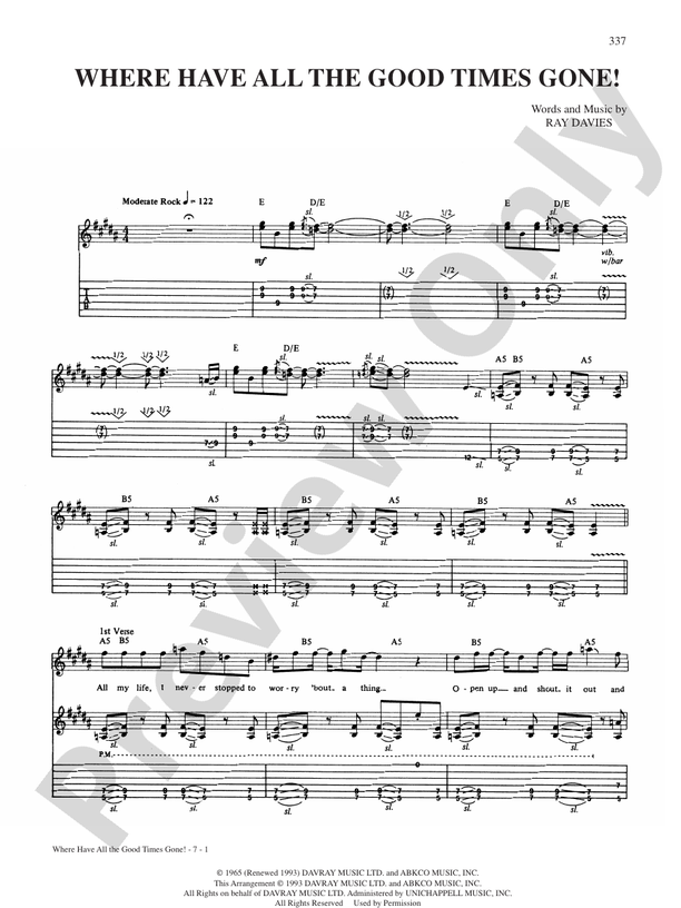 Where Have All The Good Times Gone Guitar Van Halen Digital Sheet