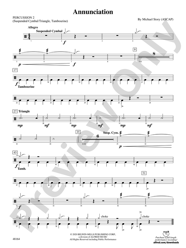 Annunciation 2nd Percussion 2nd Percussion Part Digital Sheet Music Download 9631