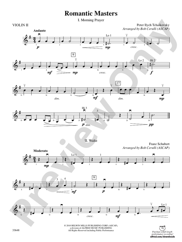 Romantic Masters 2nd Violin 2nd Violin Part Digital Sheet Music Download