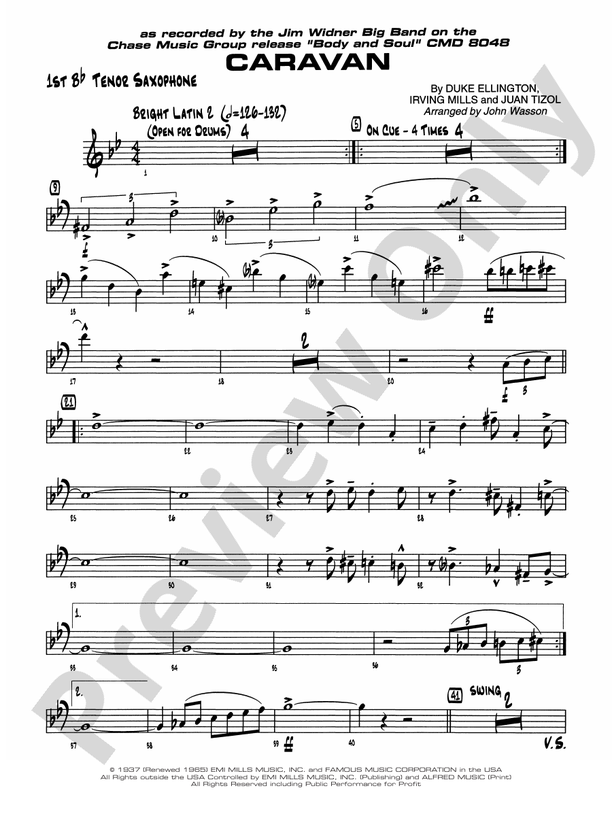 Caravan Bflat Tenor Saxophone Bflat Tenor Saxophone Part Digital