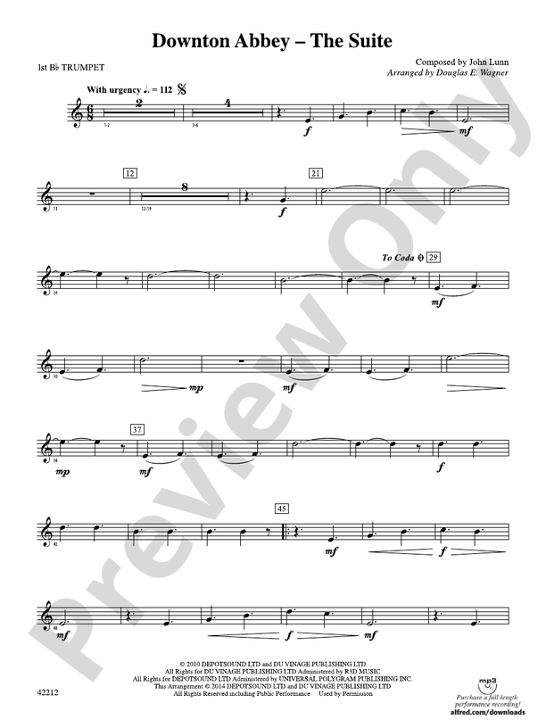 Downton Abbey -- The Suite: 1st B-flat Trumpet