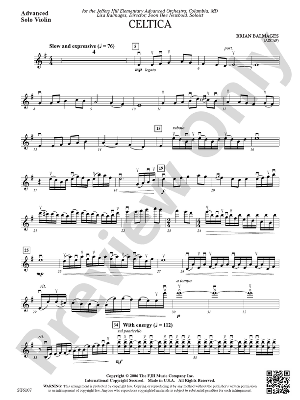 Celtica (for Solo Violin and String Orchestra): Advanced Solo