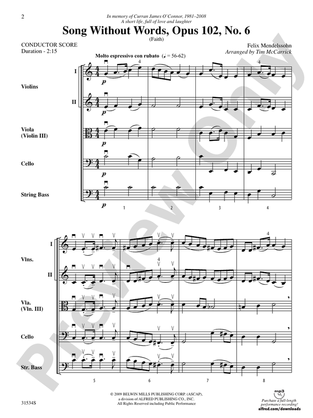 Song Without Words, Opus 102, No. 6 (Faith)