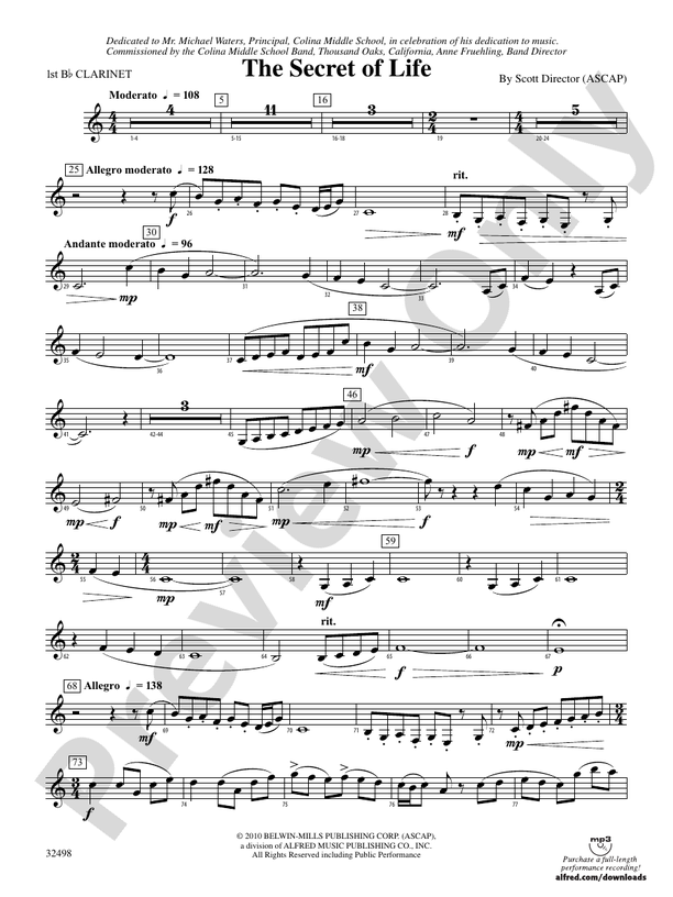 The Secret of Life 1st Bflat 1st Bflat Part