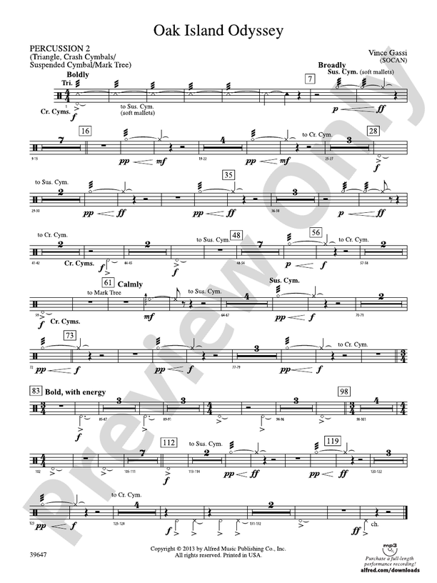 Oak Island Odyssey: 2nd Percussion: 2nd Percussion Part - Digital Sheet ...