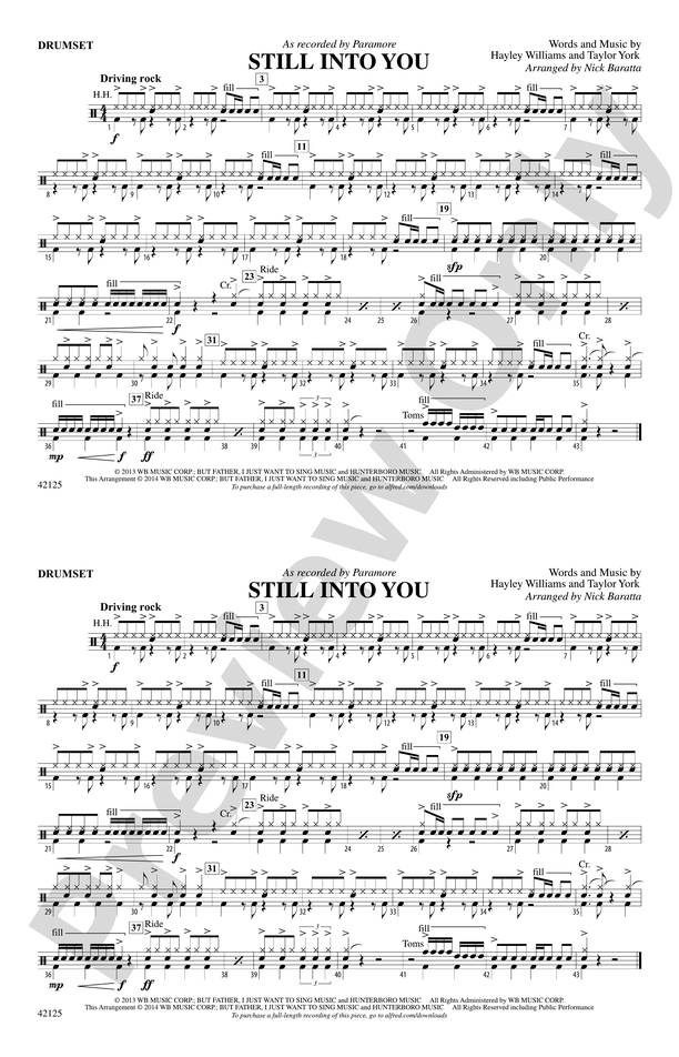 Still into You: Drums: Drums Part - Digital Sheet Music Download