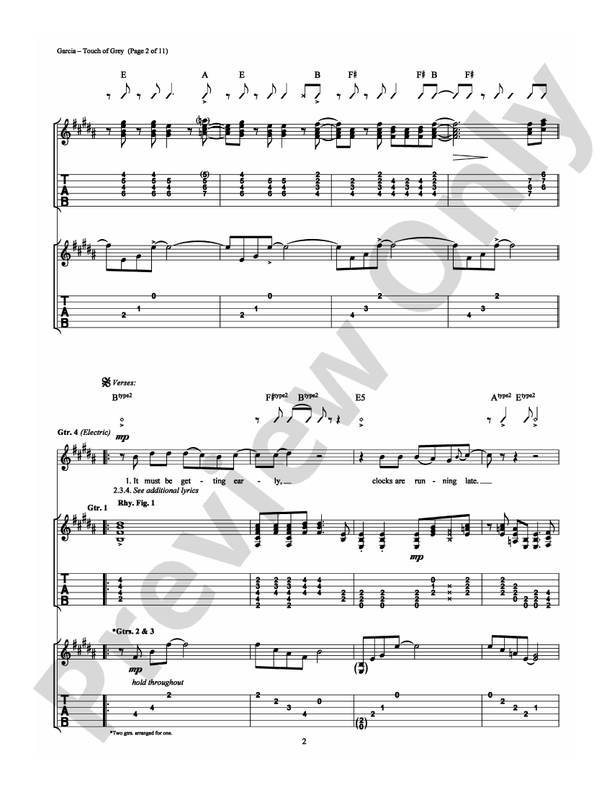 Touch of Grey Guitar TAB Grateful Dead Digital Sheet Music Download