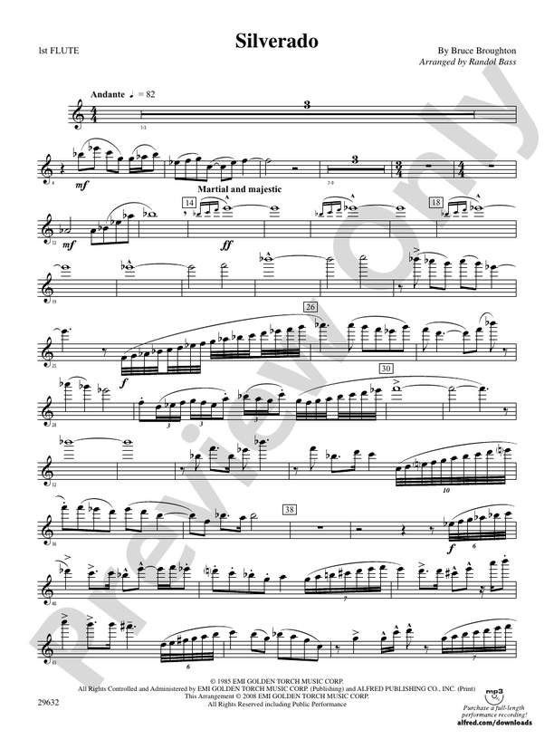 Silverado: Flute: Flute Part - Digital Sheet Music Download