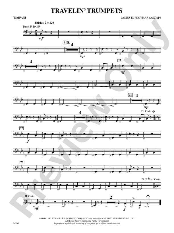 Travelin' Trumpets Timpani Timpani Part Digital Sheet Music Download