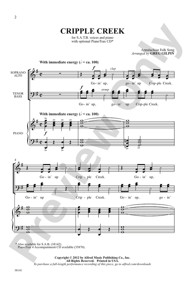 Cripple Creek SATB Choral Octavo Digital Sheet Music Download