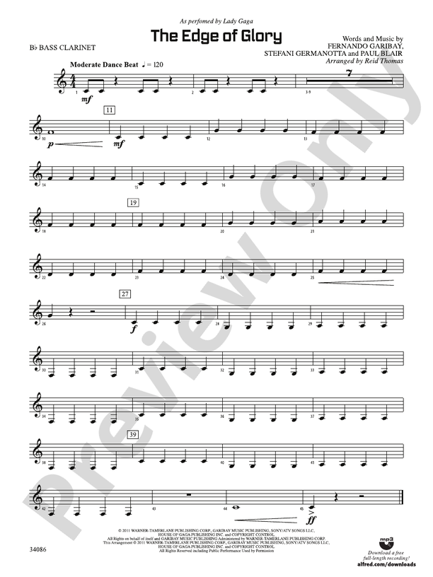 The Edge of Glory Bflat Bass Bflat Bass Part