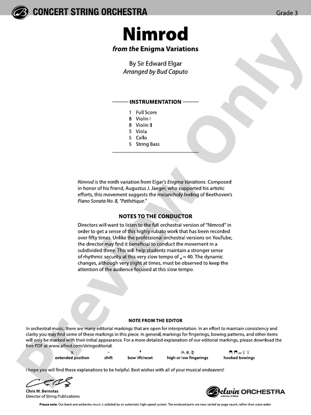 Nimrod Score String Orchestra Score Digital Sheet Music Download