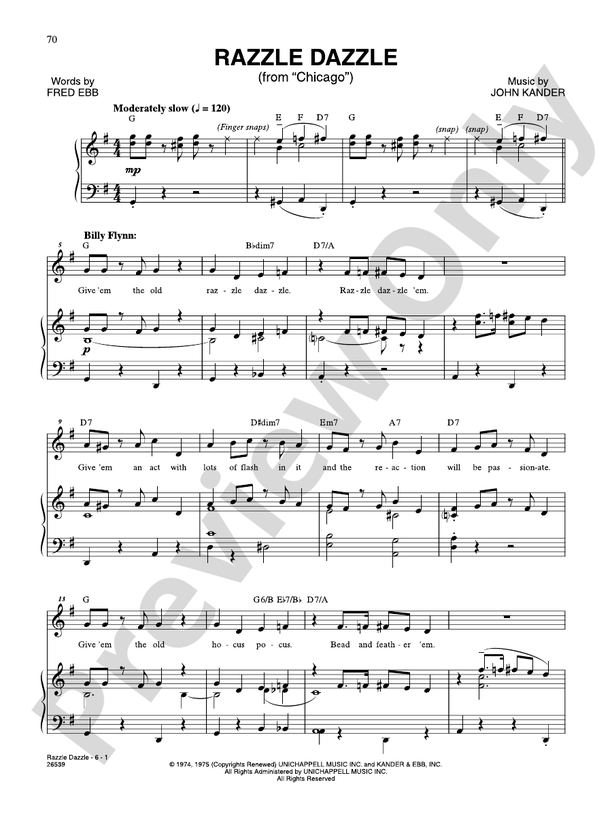 Razzle Dazzle (From "Chicago") Voice John Kander Digital Sheet