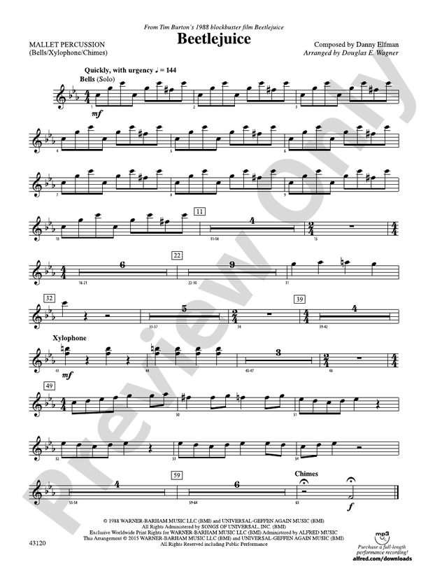 Beetlejuice: Mallets: Mallets Part - Digital Sheet Music Download