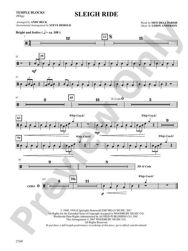 Sleigh Ride: 1st Percussion