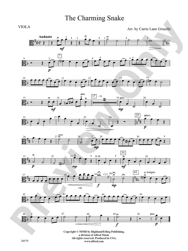The Charming Snake Viola Viola Part Digital Sheet Music Download
