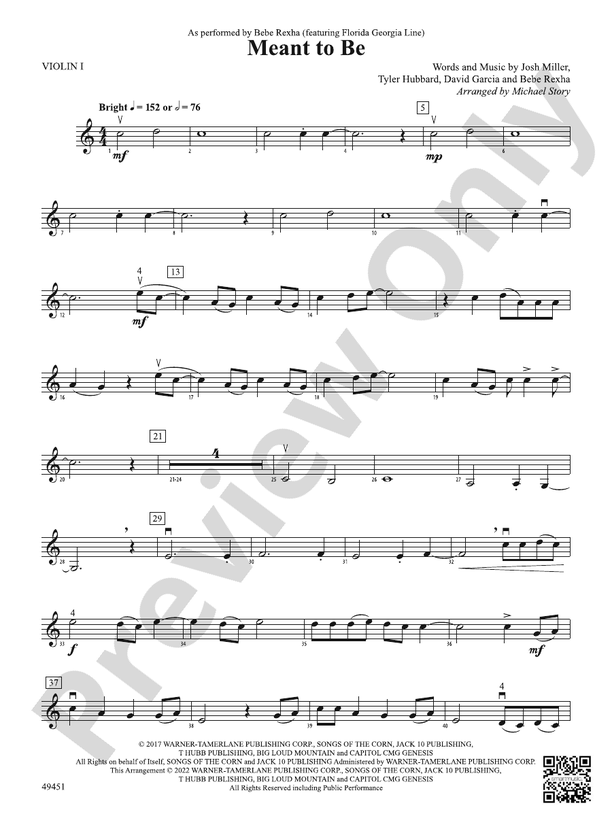 Meant To Be 1st Violin 1st Violin Part Digital Sheet Music Download 1939