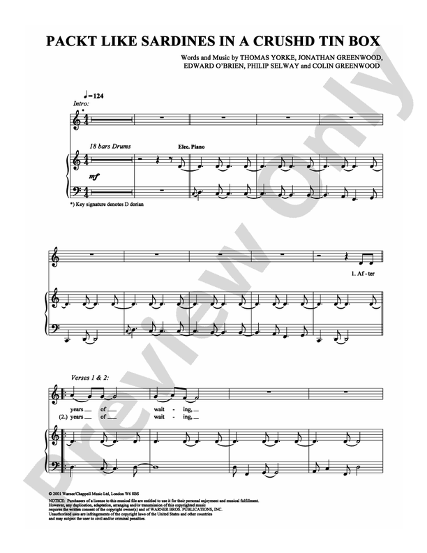 Packt Like Sardines In A Crushd Tin Box Lyrics Packt Like Sardines in a Crushd Tin Box: Piano/Vocal/Chords: Radiohead