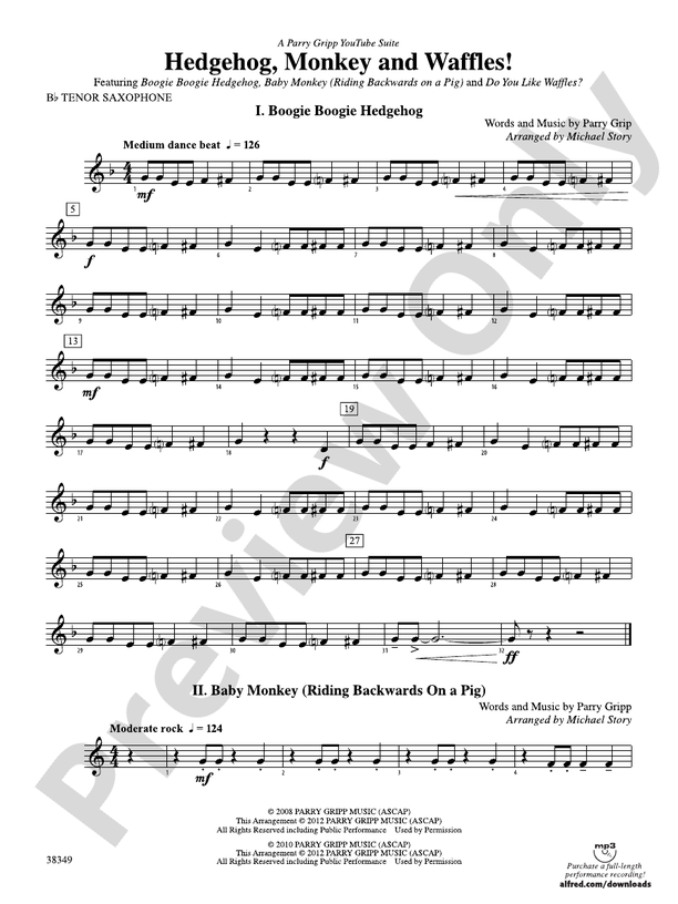 Hedgehog, Monkey and Waffles!: B-flat Tenor Saxophone