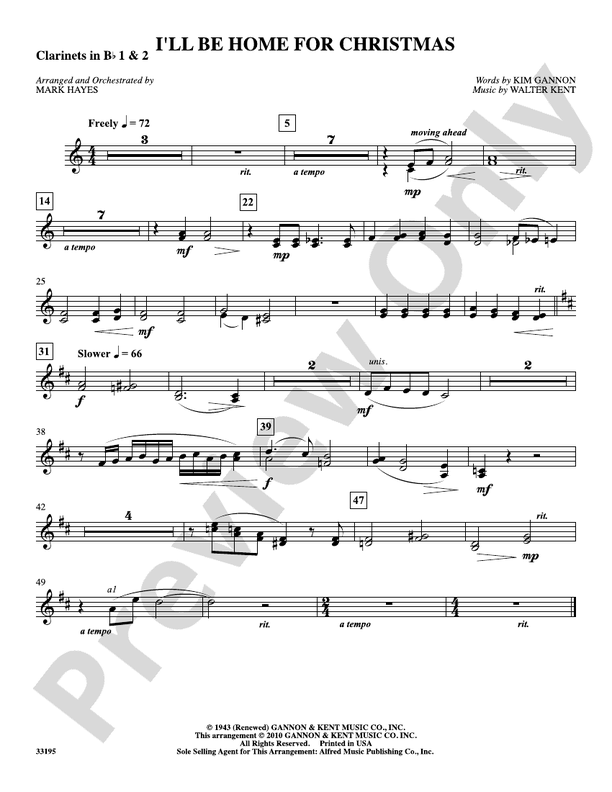 I'll Be Home for Christmas: 1st & 2nd B-flat Clarinets