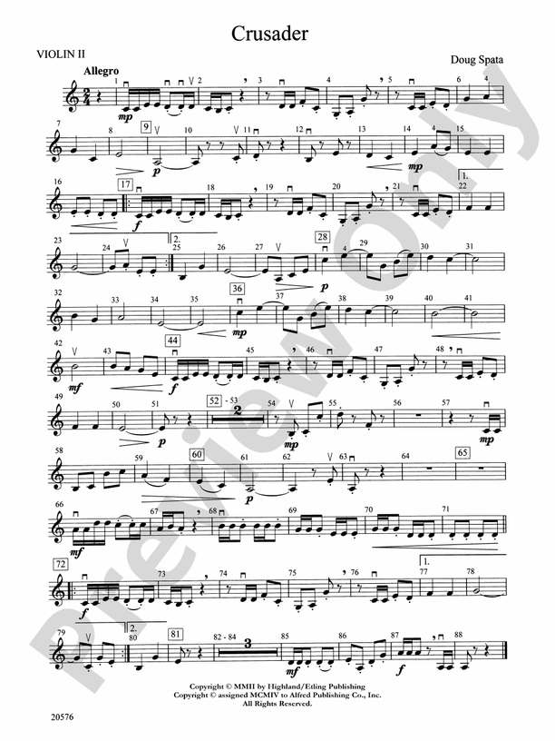 Crusader 2nd Violin 2nd Violin Part Digital Sheet Music Download