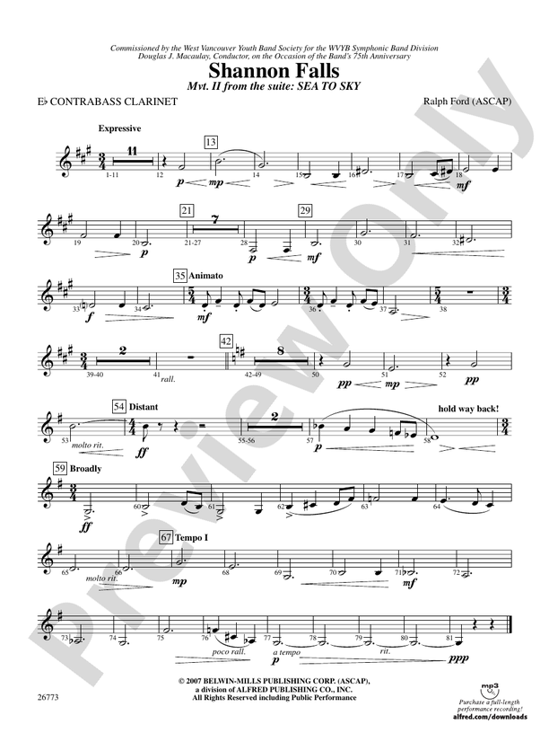 Shannon Falls (Movement 2 from Sea to Sky) Eflat Contrabass