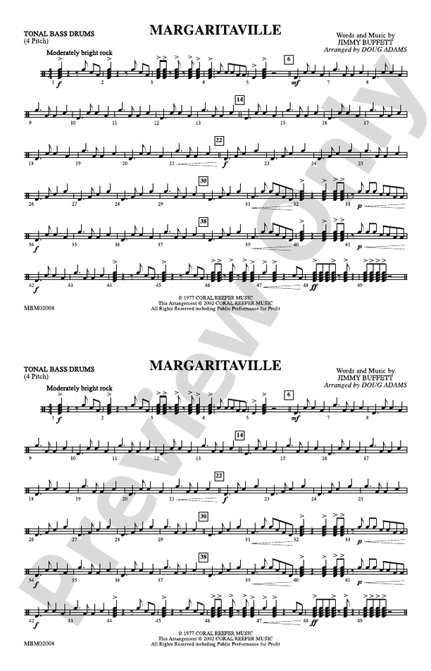 Margaritaville Tonal Bass Drum Tonal Bass Drum Part Digital Sheet