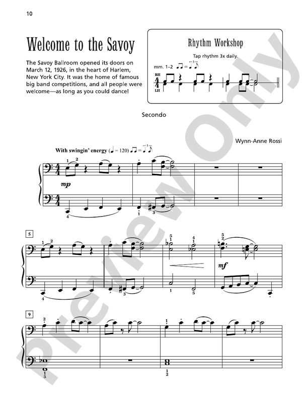 Welcome to the Savoy - Piano Duet (1 Piano, 4 Hands)
